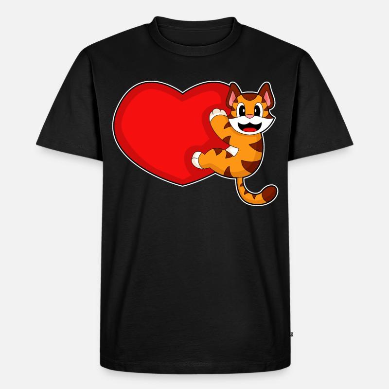 Tiger Herz - Männer Premium Bio T-Shirt - Schwarz