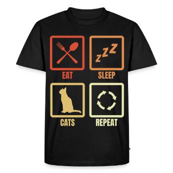 Eat Sleep Cats Répéter - T-shirt Premium bio Homme - noir - Devant - Nico (187cm)