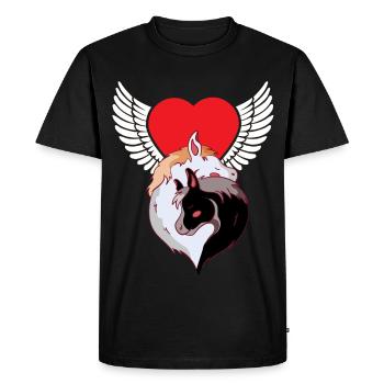 Chevaux célestes Amour Coeur Cheval Cavalier Fou - T-shirt Premium bio Homme - noir - Devant - Nico (187cm)