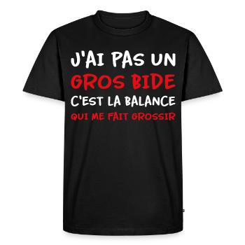 J’ai pas un gros bide la balance qui fait grossir - T-shirt Premium bio Homme - noir - Devant - Nico (187cm)