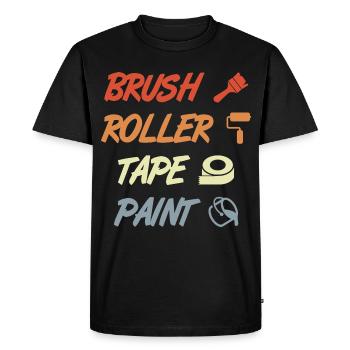 Brosse Rouleau Ruban Peinture - T-shirt Premium bio Homme - noir - Devant - Nico (187cm)