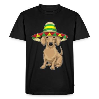 Dachshund Sombrero - Men's Premium Organic T-Shirt - black - Front - Nico (187cm)