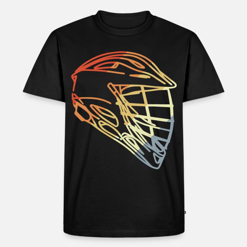 Lacrosse Helm Retro Stil - Männer Premium Bio T-Shirt - Schwarz