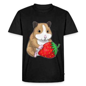 Hamster Fraise - T-shirt Premium bio Homme - noir - Devant - Nico (187cm)
