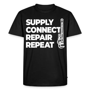 Approvisionnement, raccordement, réparation, plomberie - T-shirt Premium bio Homme - noir - Devant - Nico (187cm)