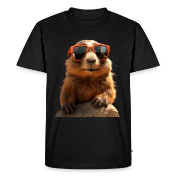 Marmot with sunglasses Rodent Ground Squirrel - Men's Premium Organic T-Shirt - black - Front - Nico (187cm)