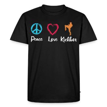 Peace Love Kickboxing - Men's Premium Organic T-Shirt - black - Front - Nico (187cm)