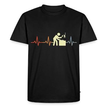 Butcher Stick Figure Heartbeat - Men's Premium Organic T-Shirt - black - Front - Nico (187cm)