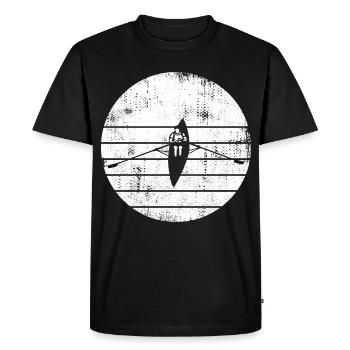 Dessin de bateau à rames - T-shirt Premium bio Homme - noir - Devant - Nico (187cm)