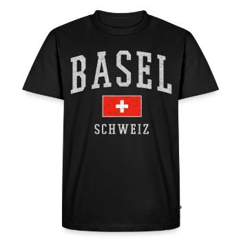 Basel - Men's Premium Organic T-Shirt - black - Front - Nico (187cm)