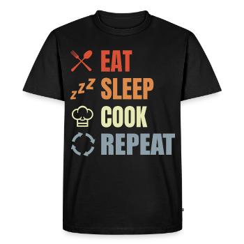 Eating, sleeping, cooking, repeating - Men's Premium Organic T-Shirt - black - Front - Nico (187cm)