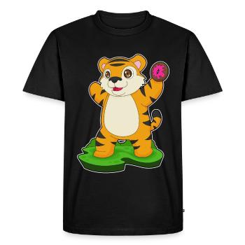 Tiger Donut - Men's Premium Organic T-Shirt - black - Front - Nico (187cm)