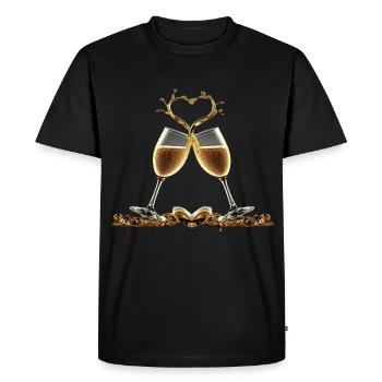 Deux verres formant un cœur / idée cadeau - T-shirt Premium bio Homme - noir - Devant - Nico (187cm)