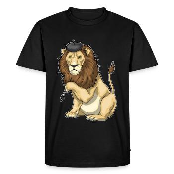 Lion Painter Brush Painting - Men's Premium Organic T-Shirt - black - Front - Nico (187cm)