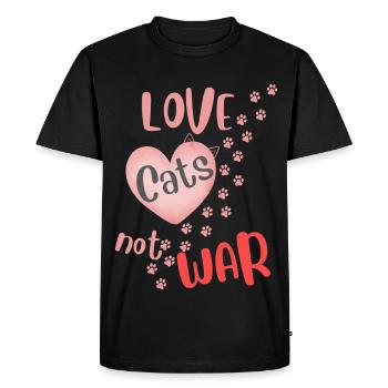 Aime les chats, pas la guerre, - T-shirt Premium bio Homme - noir - Devant - Nico (187cm)