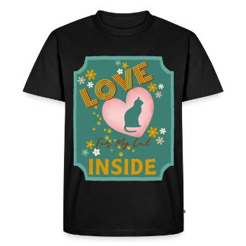 Design du cœur de l’amour à l’intérieur de mon chat - T-shirt Premium bio Homme - noir - Devant - Nico (187cm)