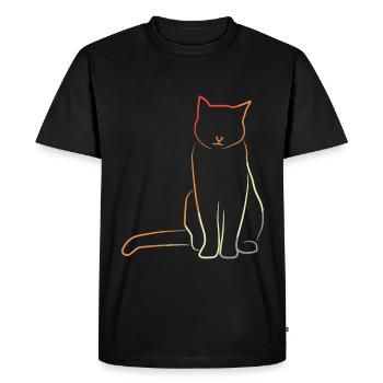 Cat in vintage look - Men's Premium Organic T-Shirt - black - Front - Nico (187cm)