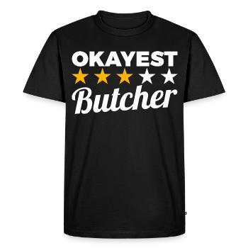 Okayest Butcher - Men's Premium Organic T-Shirt - black - Front - Nico (187cm)