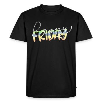 Happy Friday Lettering Finally Weekend Freetime - Men's Premium Organic T-Shirt - black - Front - Nico (187cm)