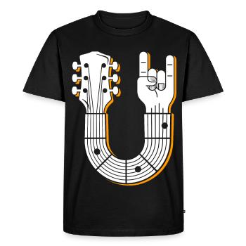 Guitare musicale signe de main illustration - T-shirt Premium bio Homme - noir - Devant - Nico (187cm)