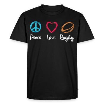 Paix Amour Rugby - T-shirt Premium bio Homme - noir - Devant - Nico (187cm)
