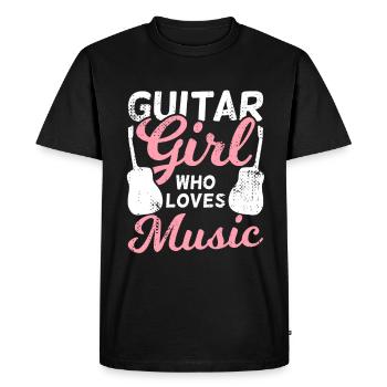 Fille de guitare qui aime la musique - T-shirt Premium bio Homme - noir - Devant - Nico (187cm)