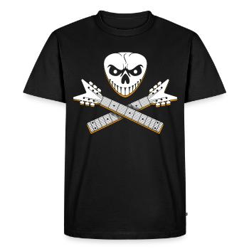 Motifs de guitare crâne et croisé - T-shirt Premium bio Homme - noir - Devant - Nico (187cm)
