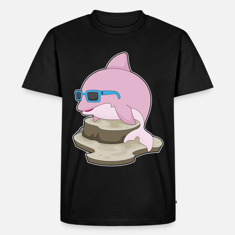 Delfin Sonnenbrille - Männer Premium Bio T-Shirt - Schwarz