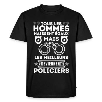 Les vrais hommes deviennent policiers 1 - T-shirt Premium bio Homme - noir - Devant - Nico (187cm)