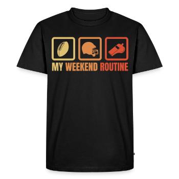 Routine du week-end du footballeur - T-shirt Premium bio Homme - noir - Devant - Nico (187cm)
