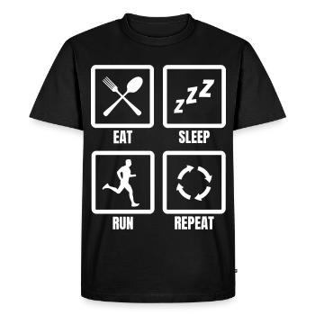 Runner Routine - Men's Premium Organic T-Shirt - black - Front - Nico (187cm)