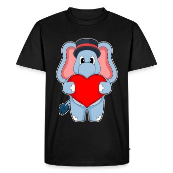 Éléphant marié coeur mariage - T-shirt Premium bio Homme - noir - Devant - Nico (187cm)
