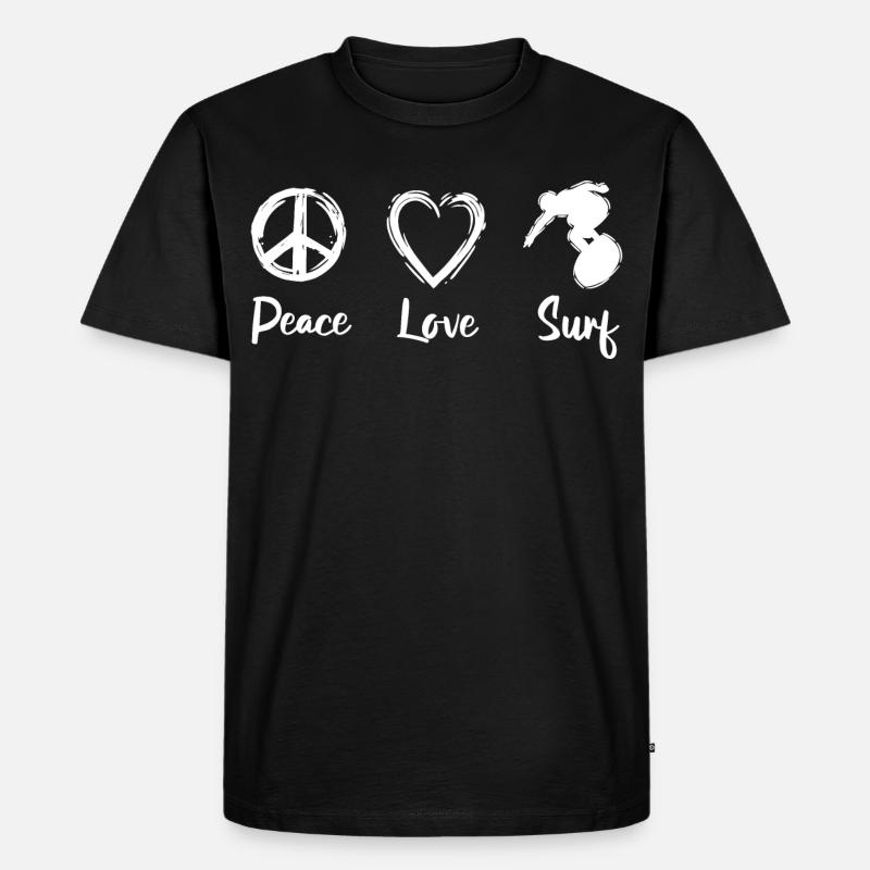 Peace Love Surf - Männer Premium Bio T-Shirt - Schwarz