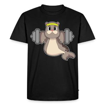 Seal Bodybuilder Barbell Bodybuilding - Men's Premium Organic T-Shirt - black - Front - Nico (187cm)