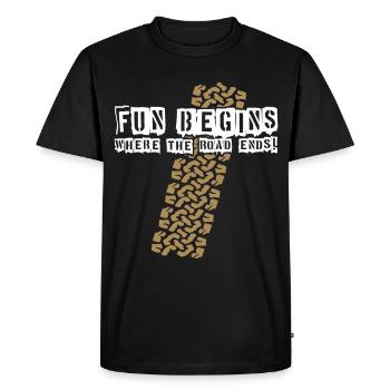 FUN BEGINS - Where the Road Ends! AT-Tire Profile - Men's Premium Organic T-Shirt - black - Front - Nico (187cm)