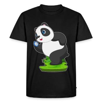Panda Jogger Jogging Sport - Men's Premium Organic T-Shirt - black - Front - Nico (187cm)