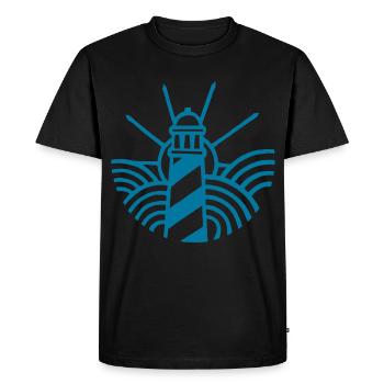 The Blue Lighthouse and the Ocean - Men's Premium Organic T-Shirt - black - Front - Nico (187cm)