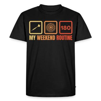 Routine du week-end des joueurs de fléchettes - T-shirt Premium bio Homme - noir - Devant - Nico (187cm)