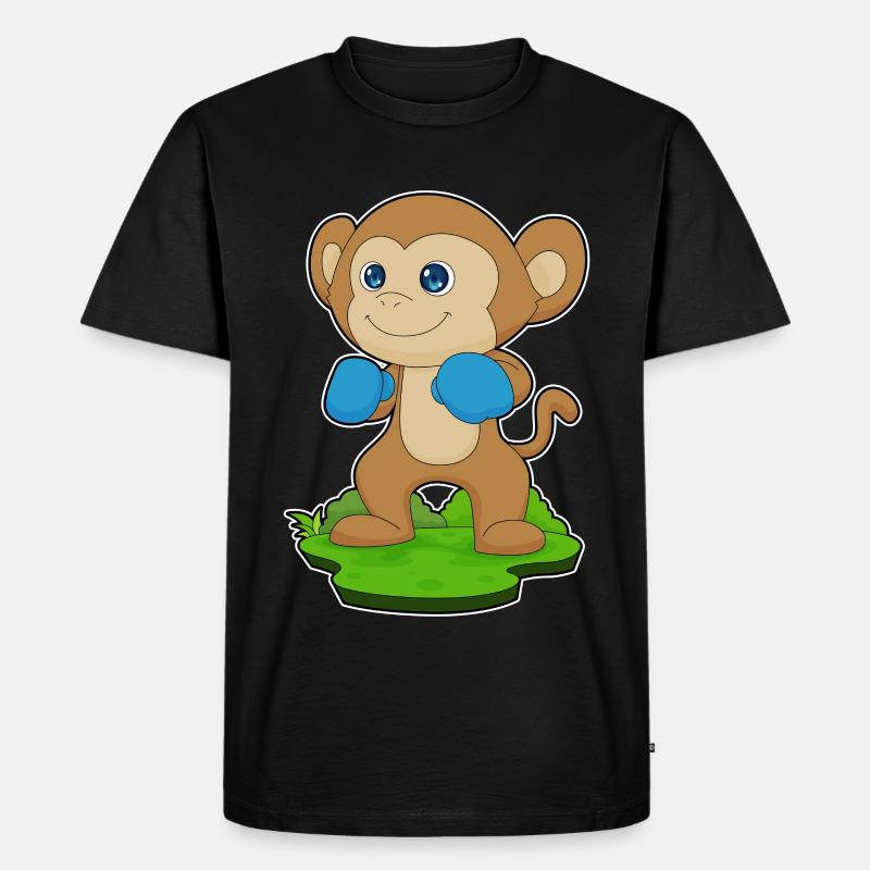 Affe Boxer Boxhandschuhe Boxen - Männer Premium Bio T-Shirt - Schwarz