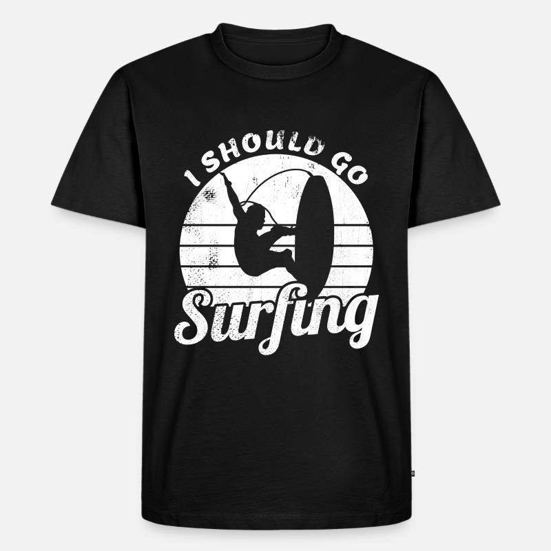 Ich sollte surfen gehen - Männer Premium Bio T-Shirt - Schwarz