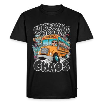 School Bus Driver Chaos Humor - Men's Premium Organic T-Shirt - black - Front - Nico (187cm)