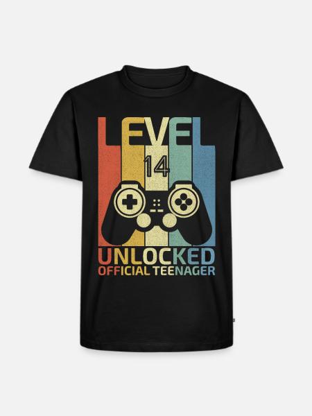 Niveau 14 : Adolescent officiel débloqué - T-shirt Premium bio Homme - noir