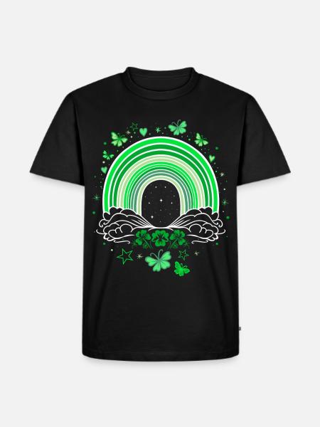 St Patrick's Day rainbow with butterflies - Men's Premium Organic T-Shirt - black