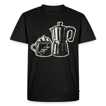 Coffee Hike - Mountain Espresso [White] - Men's Premium Organic T-Shirt - black - Front - Nico (187cm)