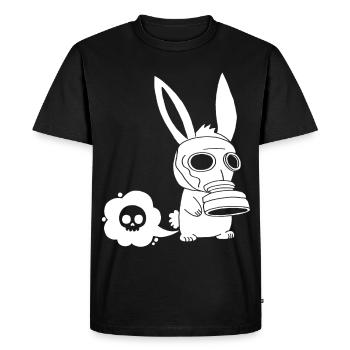 Lapin blanc qui pète - T-shirt Premium bio Homme - noir - Devant - Nico (187cm)