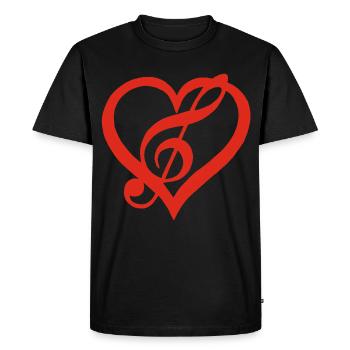 La musique dans le coeur (rouge) - T-shirt Premium bio Homme - noir - Devant - Nico (187cm)