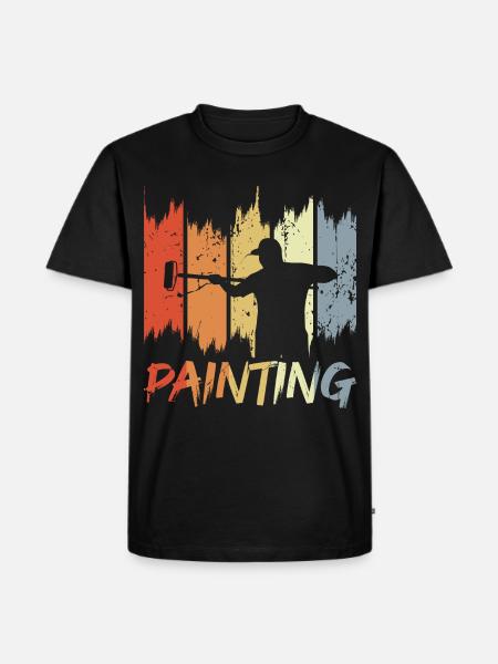 Retro Maler - Männer Premium Bio T-Shirt - Schwarz