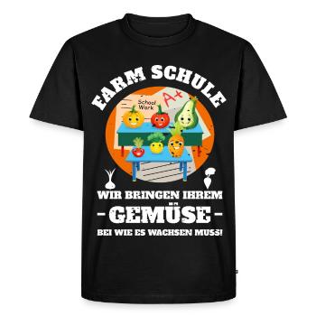 Farm School of Vegetables - Men's Premium Organic T-Shirt - black - Front - Nico (187cm)
