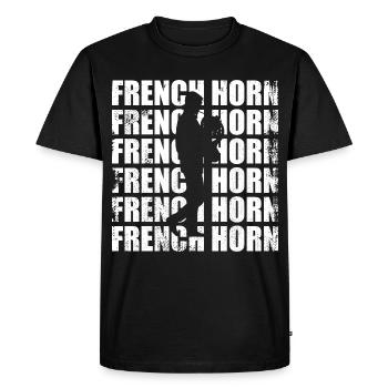 Corne vintage - T-shirt Premium bio Homme - noir - Devant - Nico (187cm)