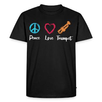 Trompette Paix Amour - T-shirt Premium bio Homme - noir - Devant - Nico (187cm)